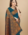 Firozi Color Toned Handloom Banarasi Soft Silk Saree - Party Wear Collection