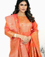 Orange Color Silk Unstich suit dress material in india
