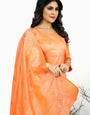 Peach Color Silk Unstich suit dress material in india