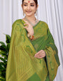 Pista Green Color Pure Kanjivaram Silk Saree -Party wear collection