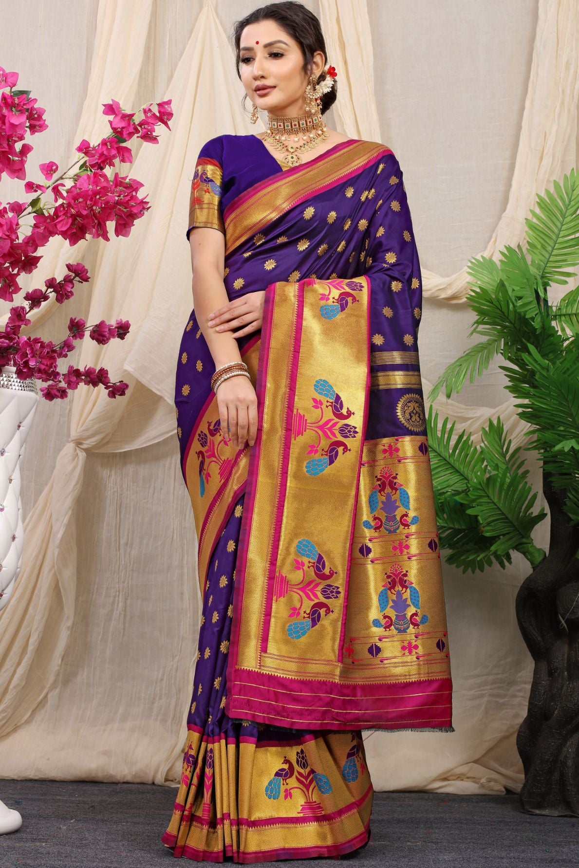 purple Color Designer Paithani silk saree-for wedding collection