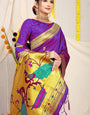 purple & Gold toned Soft Silk Paithani Saree