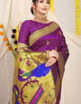 wine And Gold Toned Soft Silk Paithani Saree And Heavy Look Pallu