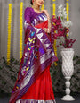 Red Color muniya boder beautiful paithani saree for woman