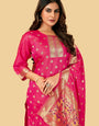 Pink Color Silk suits dress material suits in Paithani Style