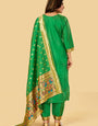 Green Color Silk suits dress material suits in Paithani Style