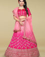 pink color embroidery designer semi stiched lehenga for wedding festival