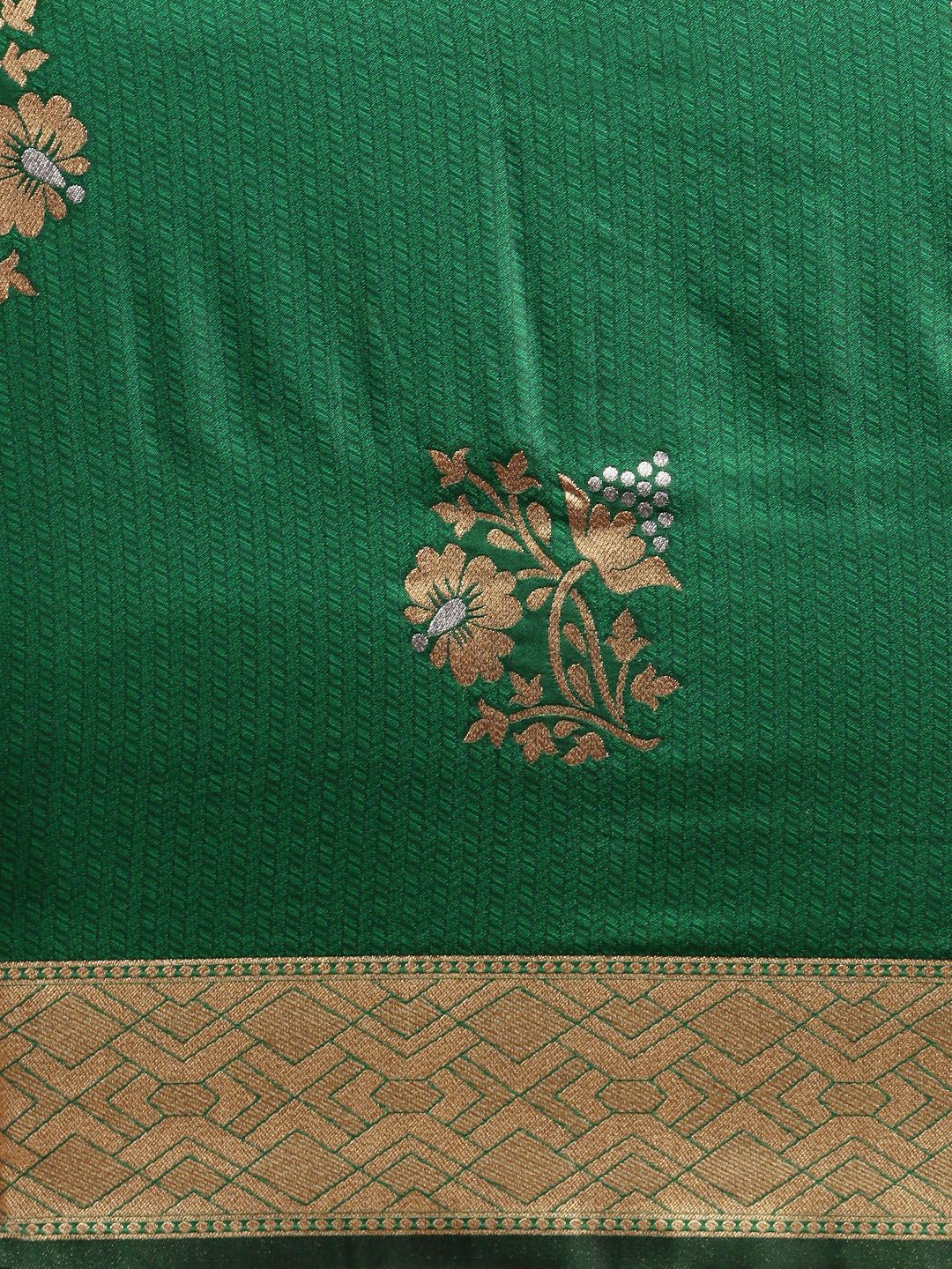 Green fancy party were zari weaving saree from banaras