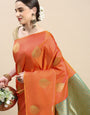 Orange Banarasi silk sarees for weddings