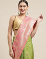 Pista green  color soft banarasi silk saree with zari weaving work