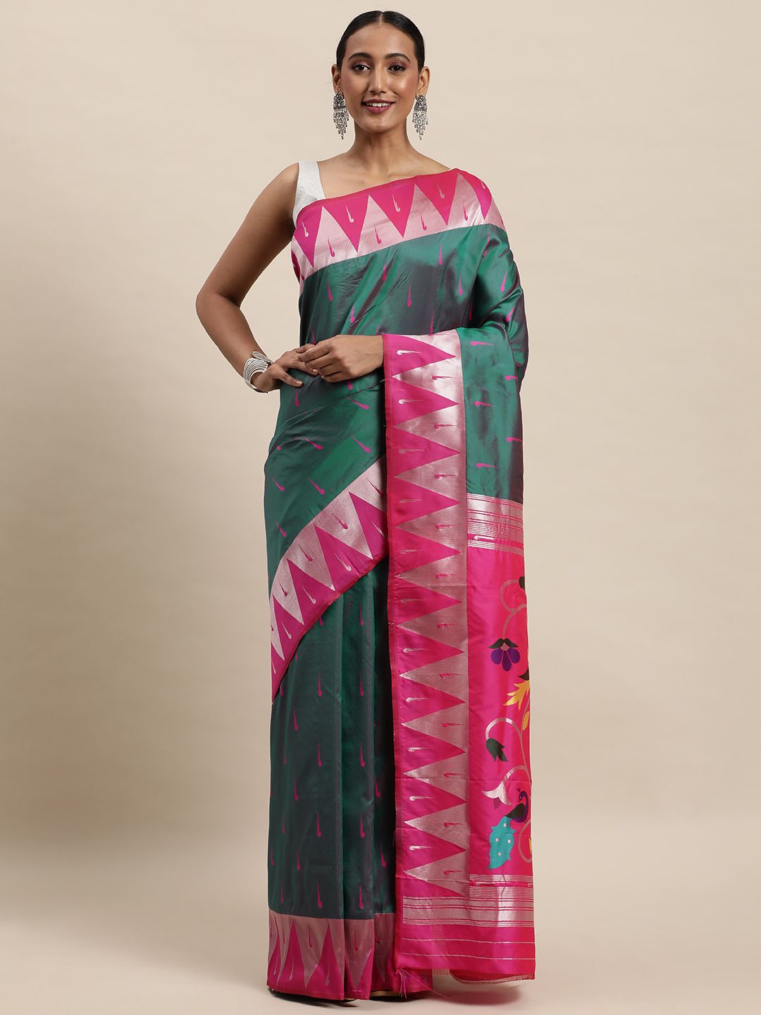 rama traditional paithani saree for woman fancy look