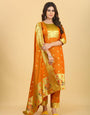 Orange Color online dress material for suits in Paithani Style