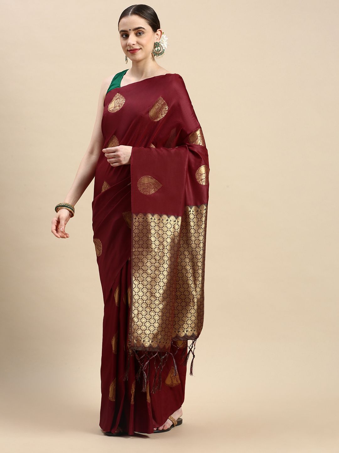Maroon Banarasi silk sarees for weddings