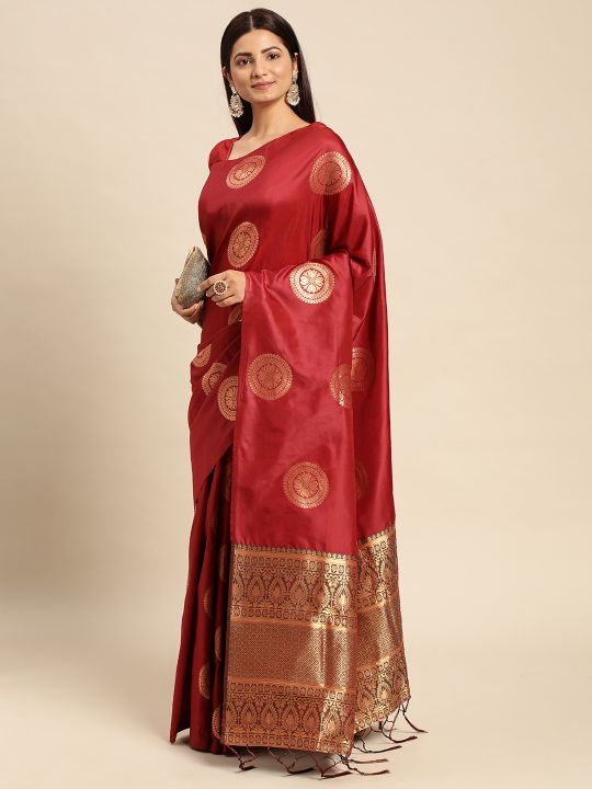 Maroon Color Banarasi Silk Saree-Special Party wear collection