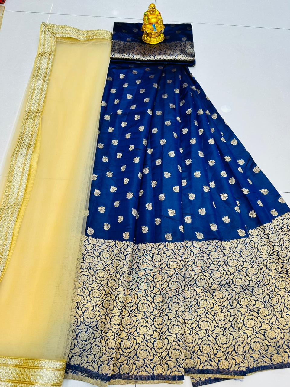 Navy Blue Color Banrasi lehenga choli for wedding Collection