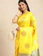 Lemon yellow Color Banarasi Silk Saree-Special Party wear collection