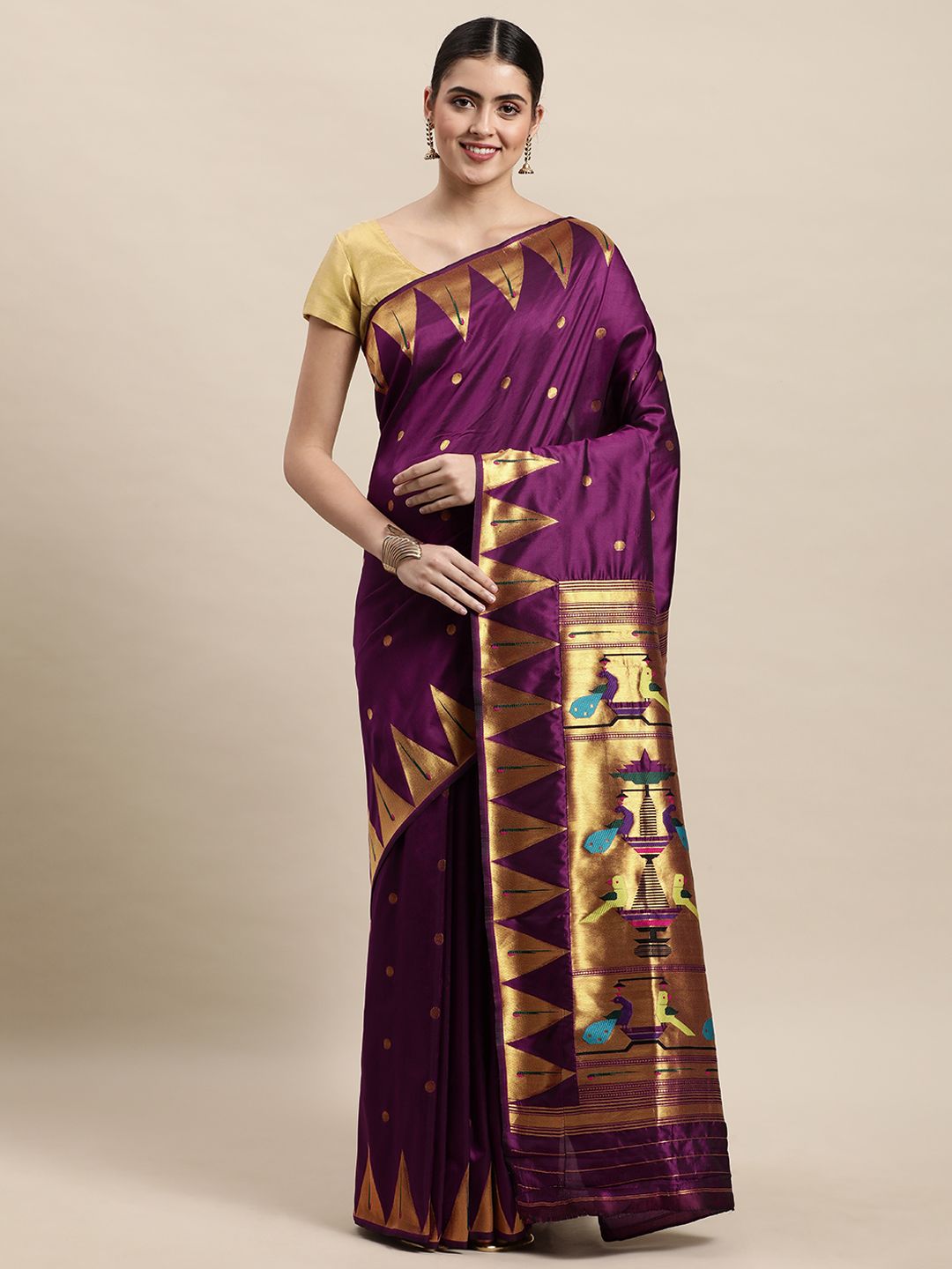 dark rama traditional paithani saree for woman fancy look