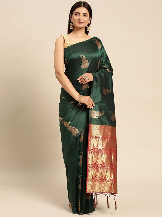 B Green color Indian Silk Sarees