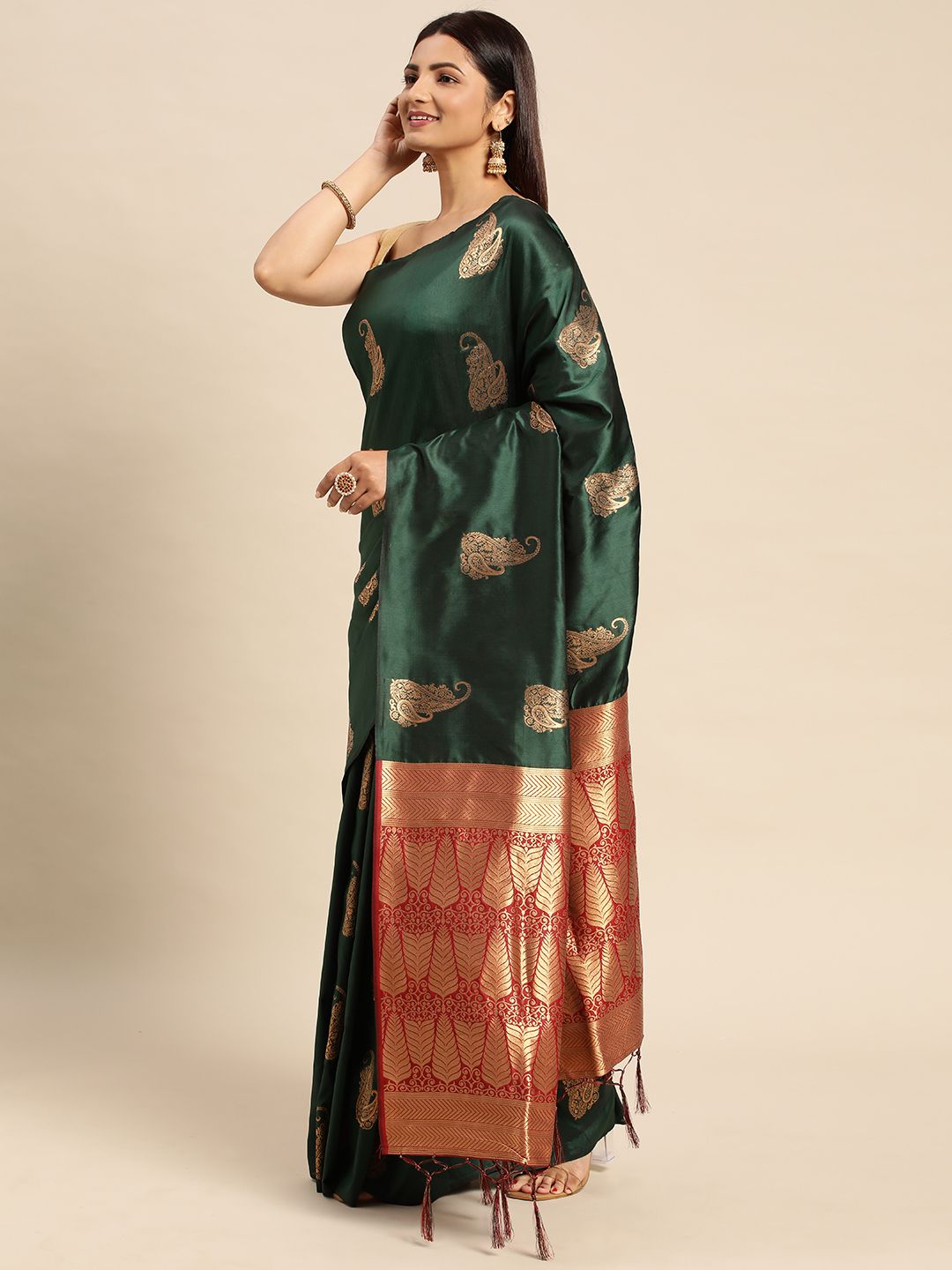 B Green Color Indian Silk Sarees