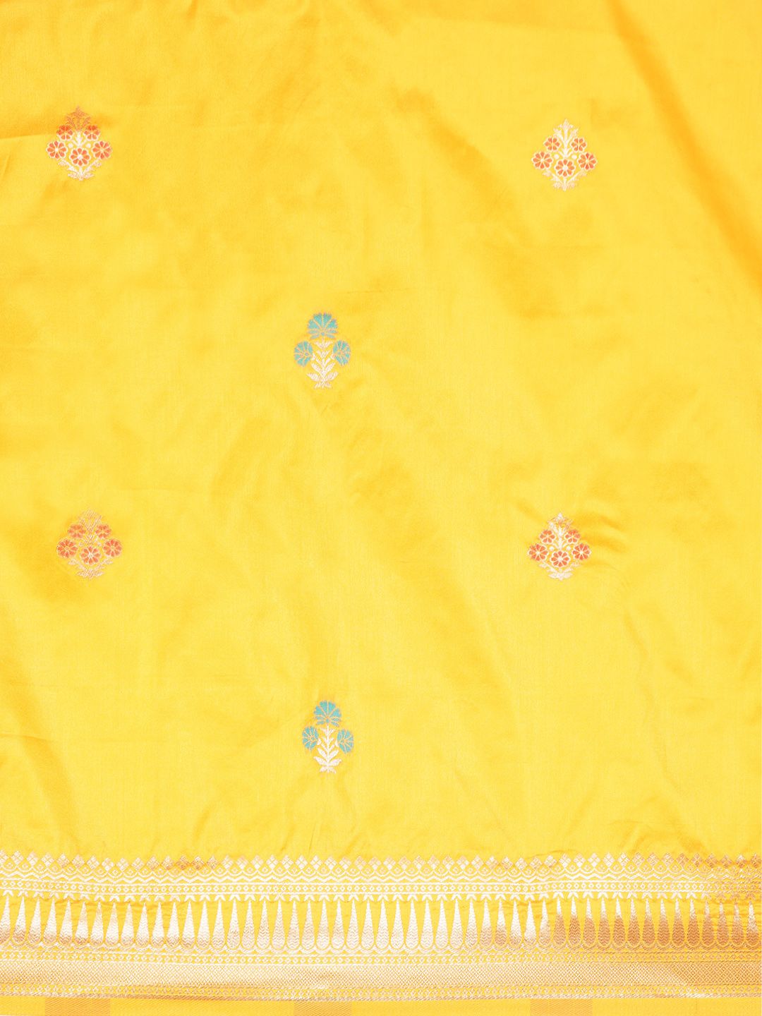 Yellow pure banarasi party were saree with zari weaving