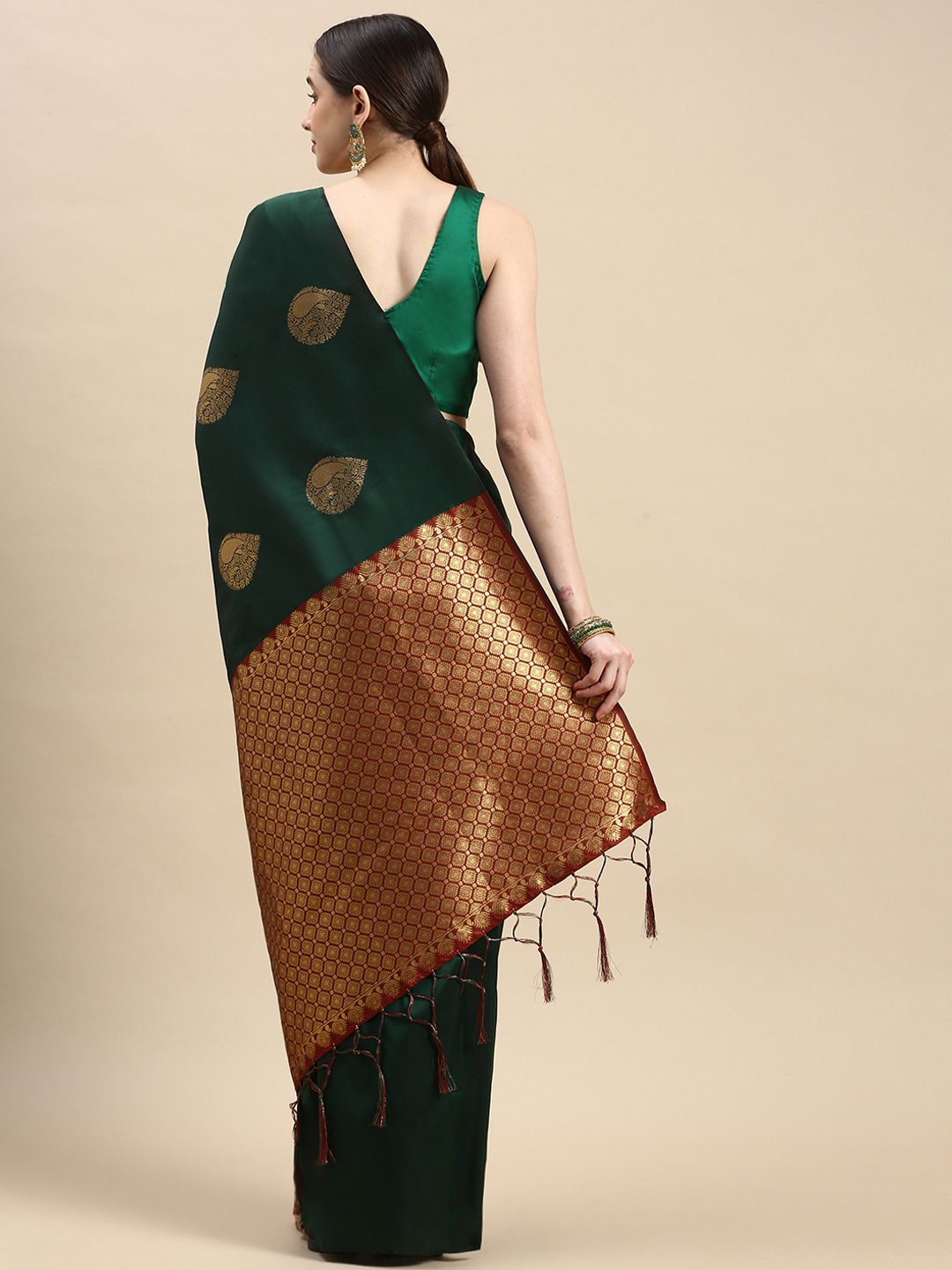 Green Banarasi silk sarees for weddings