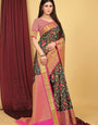 Black Color Kalamkari Pattu Silk Saree Beautiful Design Work Body and Pallu
