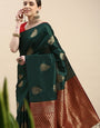 Green Traditional banarasi saree  looking good