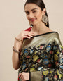 Black Color Exclusive Banarasi Silk Saree and Beautiful Meenakari & Zari Work  With Rich Pallu