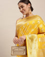 Yellow Color Handloom Designer Banarasi Silk Saree and Beautiful Designer Silver and Gold Zari Work saree