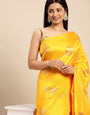 Yellow Banarasi silk sarees for weddings