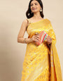 Yellow Color Pure Soft silk Banarasi Saree-Special Party Wear collection