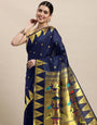 navy blue allover good looking pallu look paithani saree