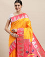 yellow traditional paithani saree for woman fancy look