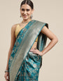 Steel Rama Color Banarasi Silk Saree Gorgeous Jal Concept