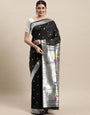 BLACK color silver zari new paithani saree for woman