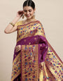 purple orignal paithani saree perfect look for wedding fastival
