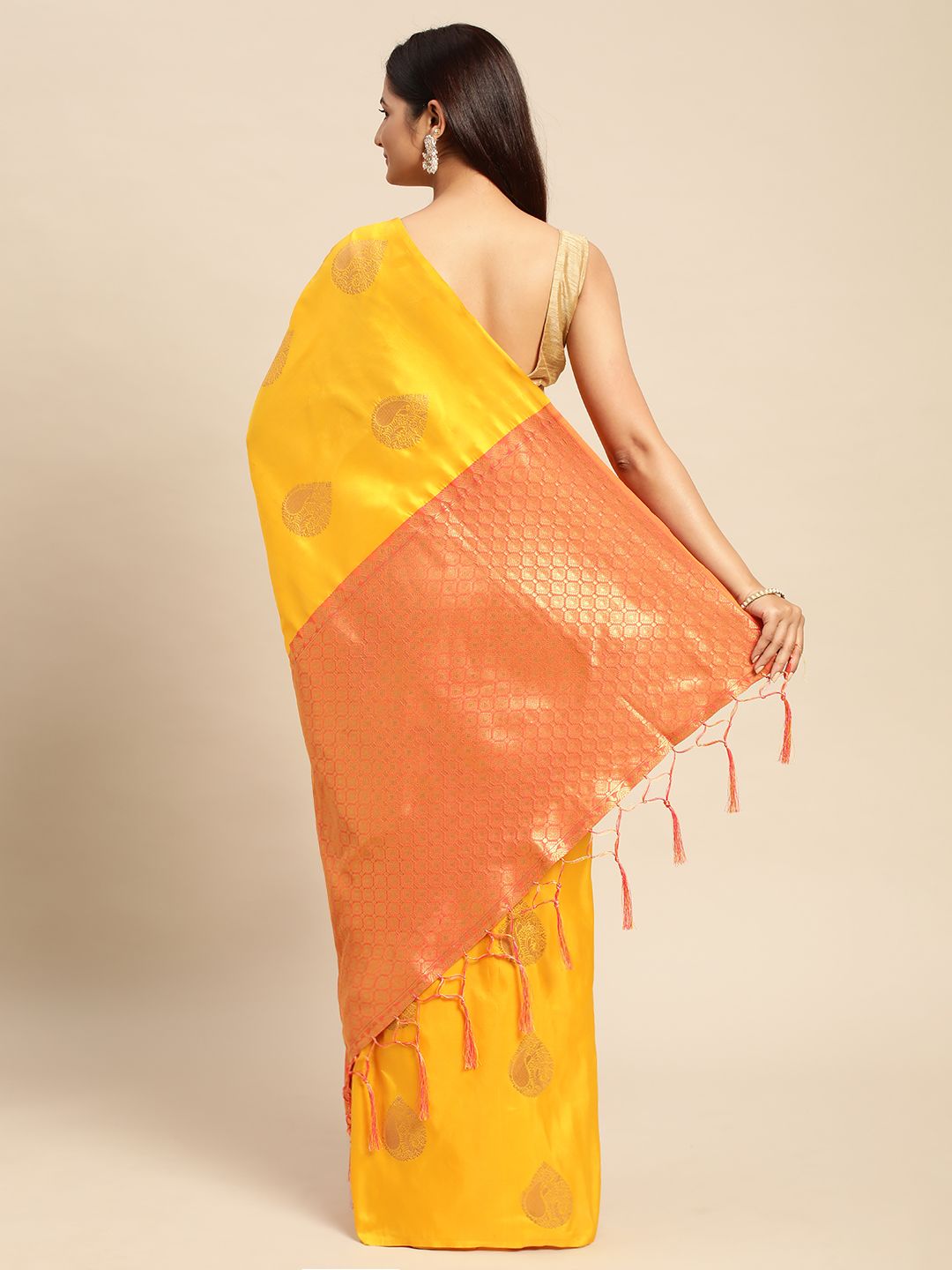 Yellow Banarasi silk sarees for weddings