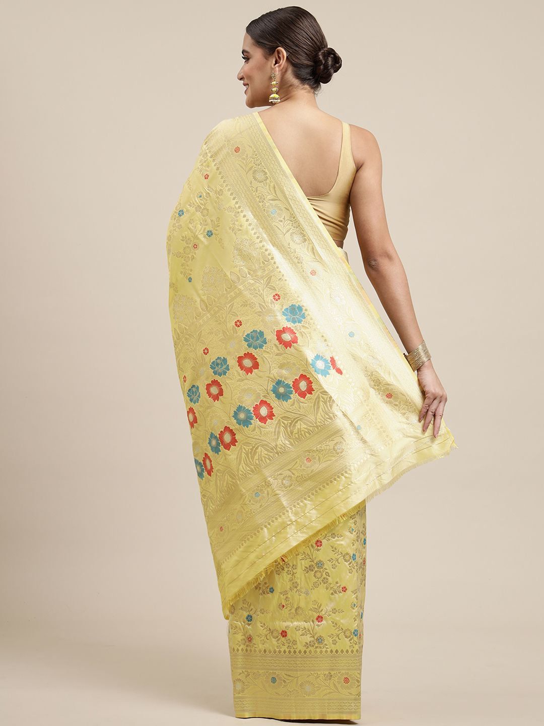 White Color Soft Silk Banarasi Saree Gorgeous Meenakari Design And Pallu