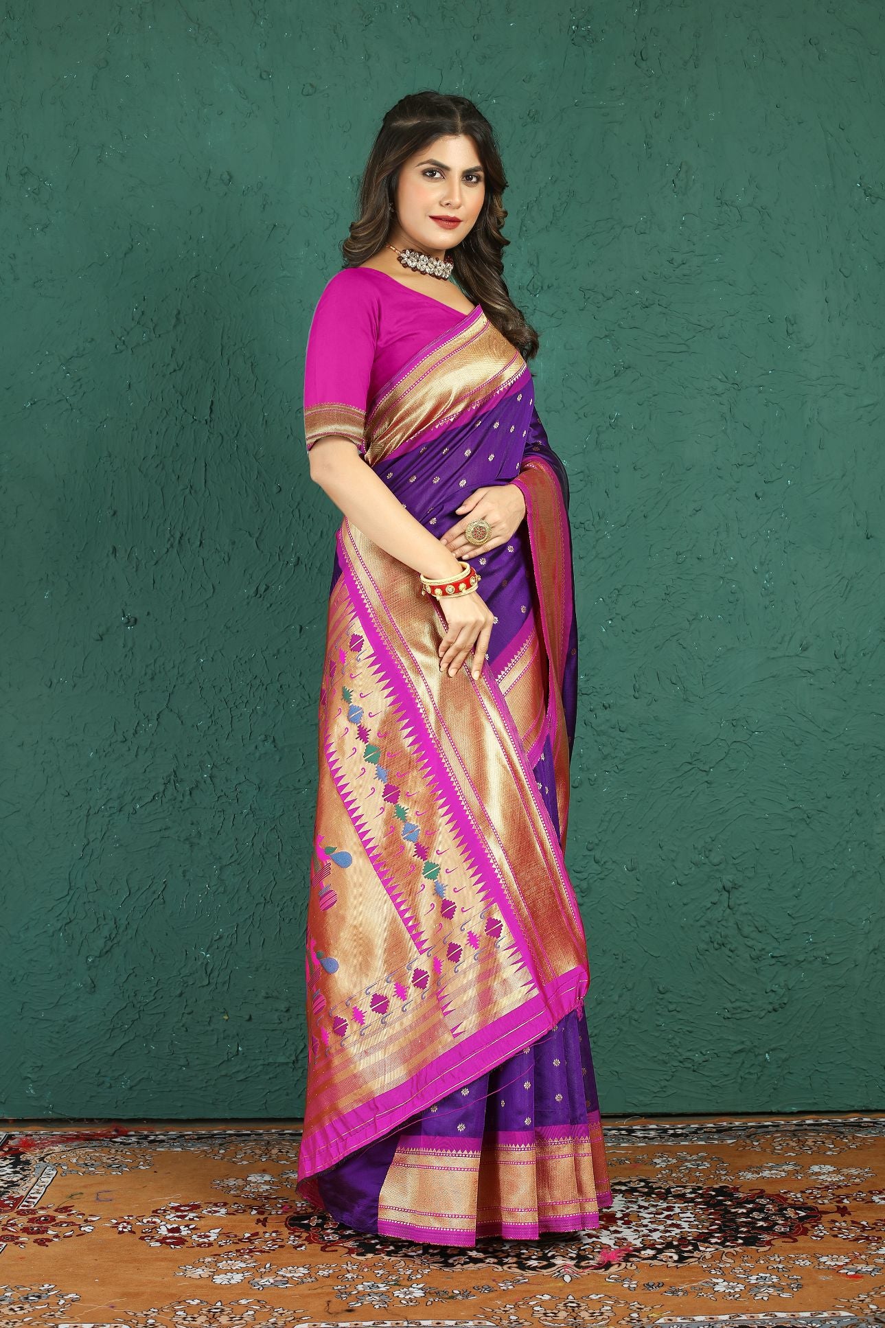 Purple Colour Authentic Paithani Silk Sarees