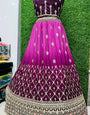 grape wine color embroidery designer semi stiched lehenga for wedding festival