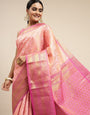 Peach Color Exquisite Pattu Kanchipuram saree with Allover zari weaving saree