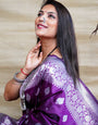 Wine Soft Silk Latest Banarasi Saree and Silver Zari Weaving With Blouse