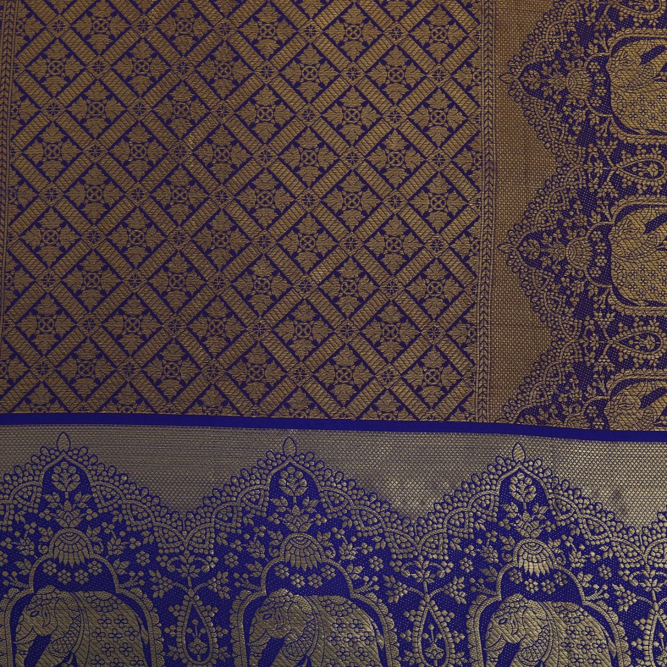 Purple And Gold Zari Toned Wedding Kanchipuram Pattu Silk Saree