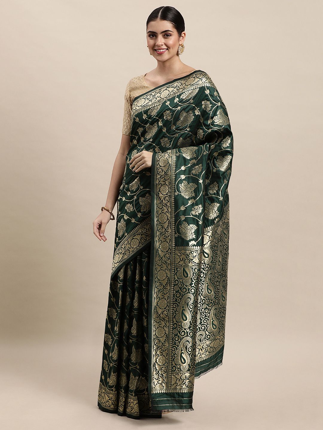green  bollywood inspire paithani saree soft fabric