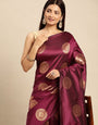 Wine Color Banarasi Silk Saree-Special Party wear collection