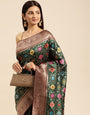 Green color banarasi weaving patola saree with brilliant look
