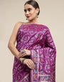 Purple color Woven Design Zari Silk Blend Patola Saree