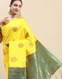 Lemon yellow Traditional Banarasi Silk Sarees
