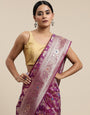 Purple Color Soft Silk Banarasi Saree Gorgeous Meenakari Design And Pallu