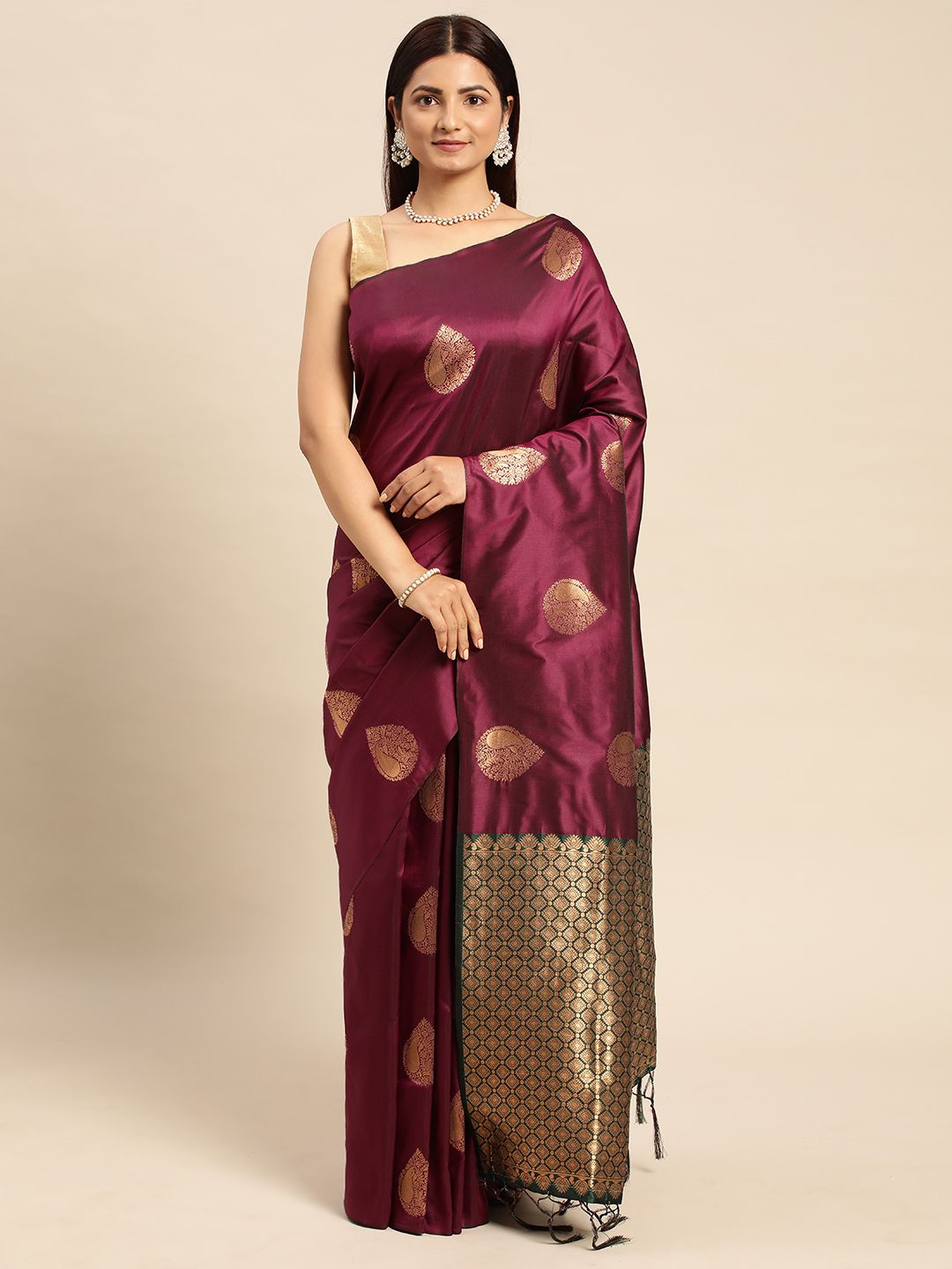 Wine Banarasi silk sarees for weddings